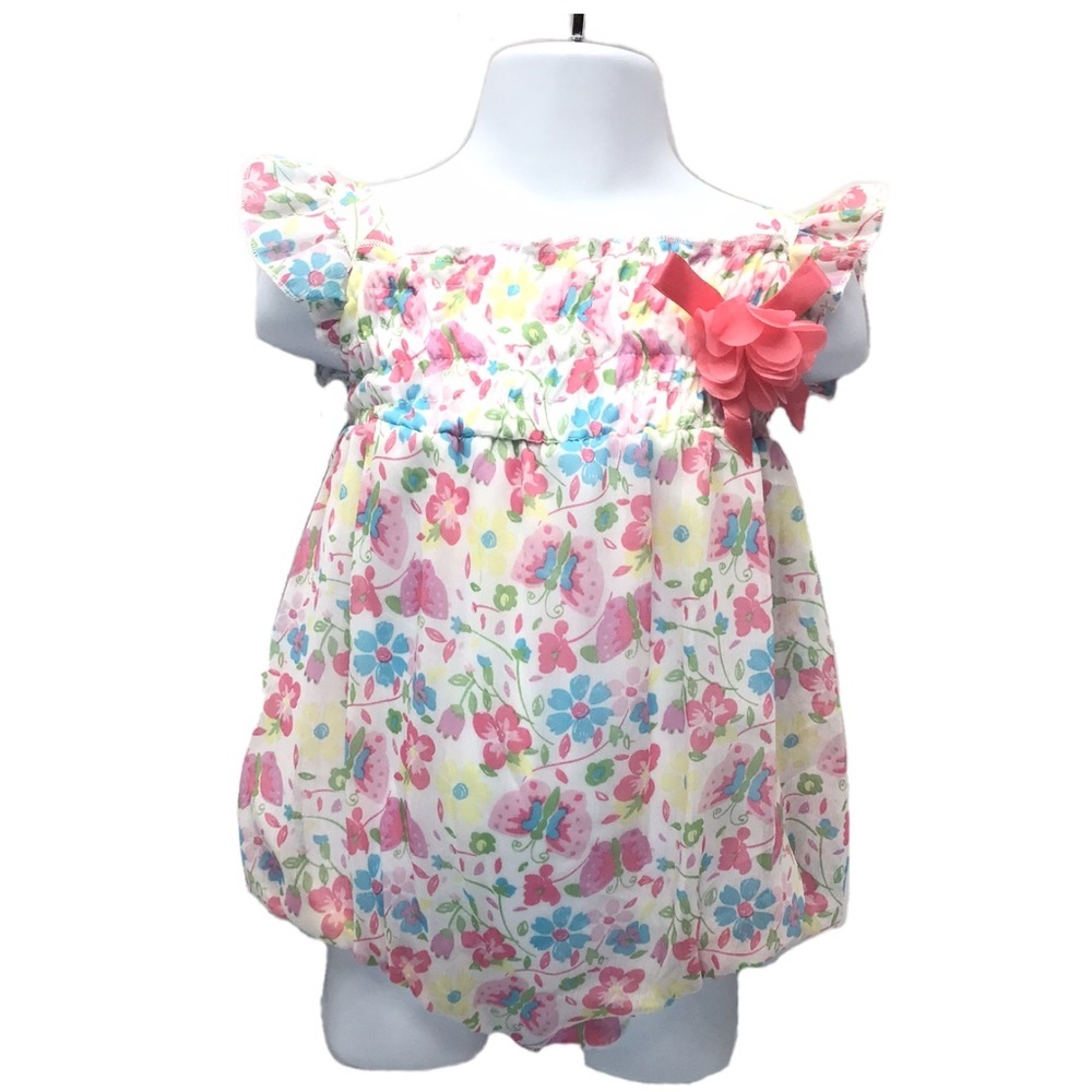 DDG Darlings Baby Girl Sleeveless Floral One Piece Creeper Size 6-9 Months